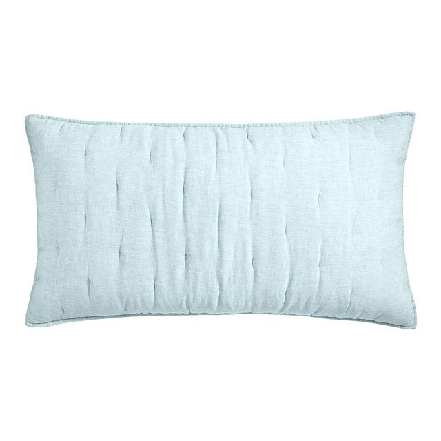 Belgian Flax Linen Tufted Quilted Shams, Sea Breeze, King, Set of 2