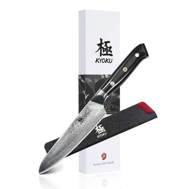 KYOKU Daimyo Series - Utility Chef Knife 6 - Japanese VG10 Steel Core Forged Damascus Blade - with Sheath & Case