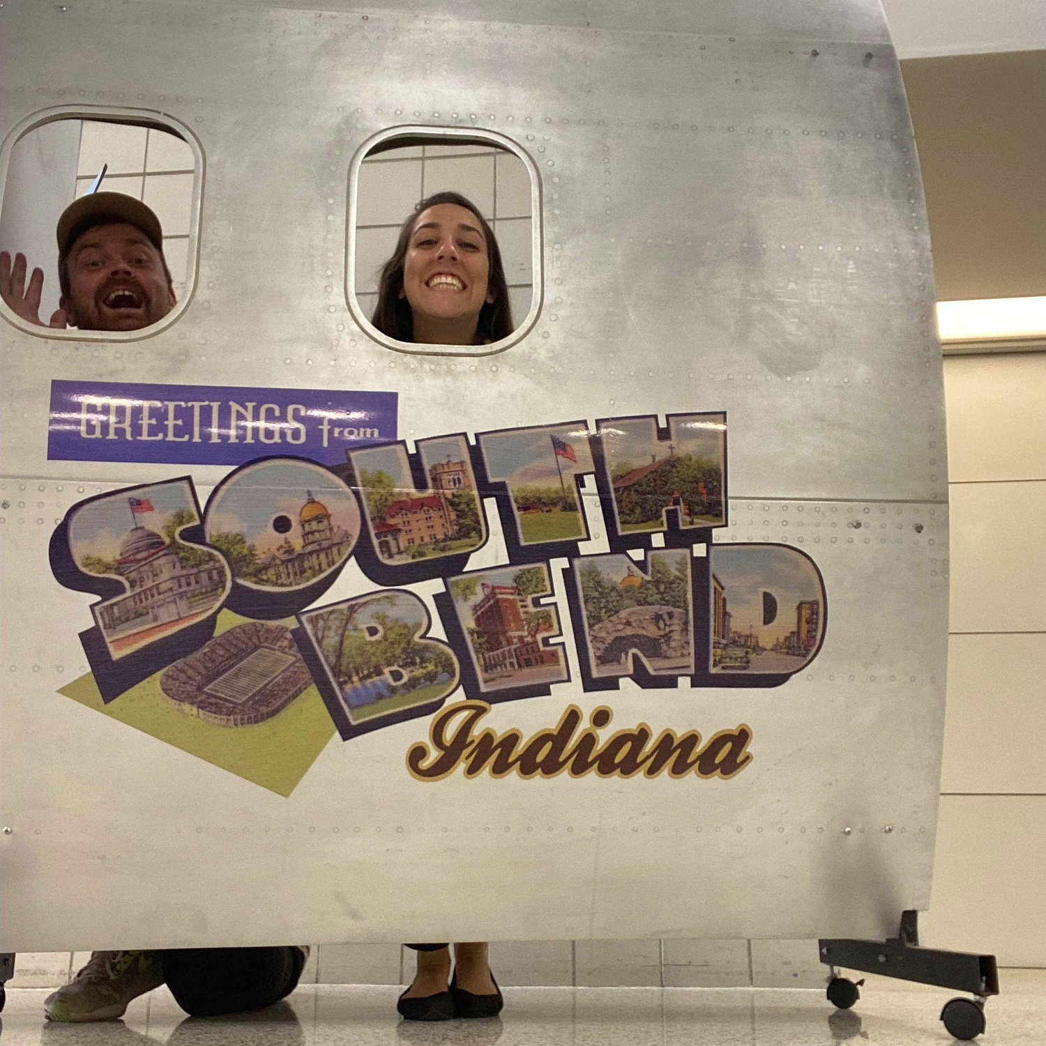 We love South Bend! Jackie dropping off Jonathan at the airport before his October work trip to Rome.