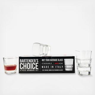 Bartender's Choice Palladio Quadro Double Old Fashioned Glass, Set of 4