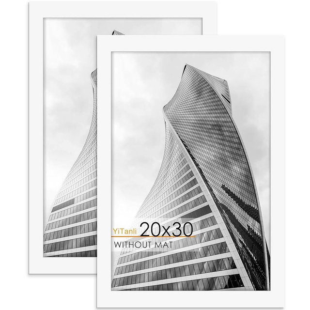 YiTanli 20x30 Poster Frame 2 Pack, White 20 x 30 Picture Frame for Posters and Art Prints, Horizontal or Vertical Wall Mounting
