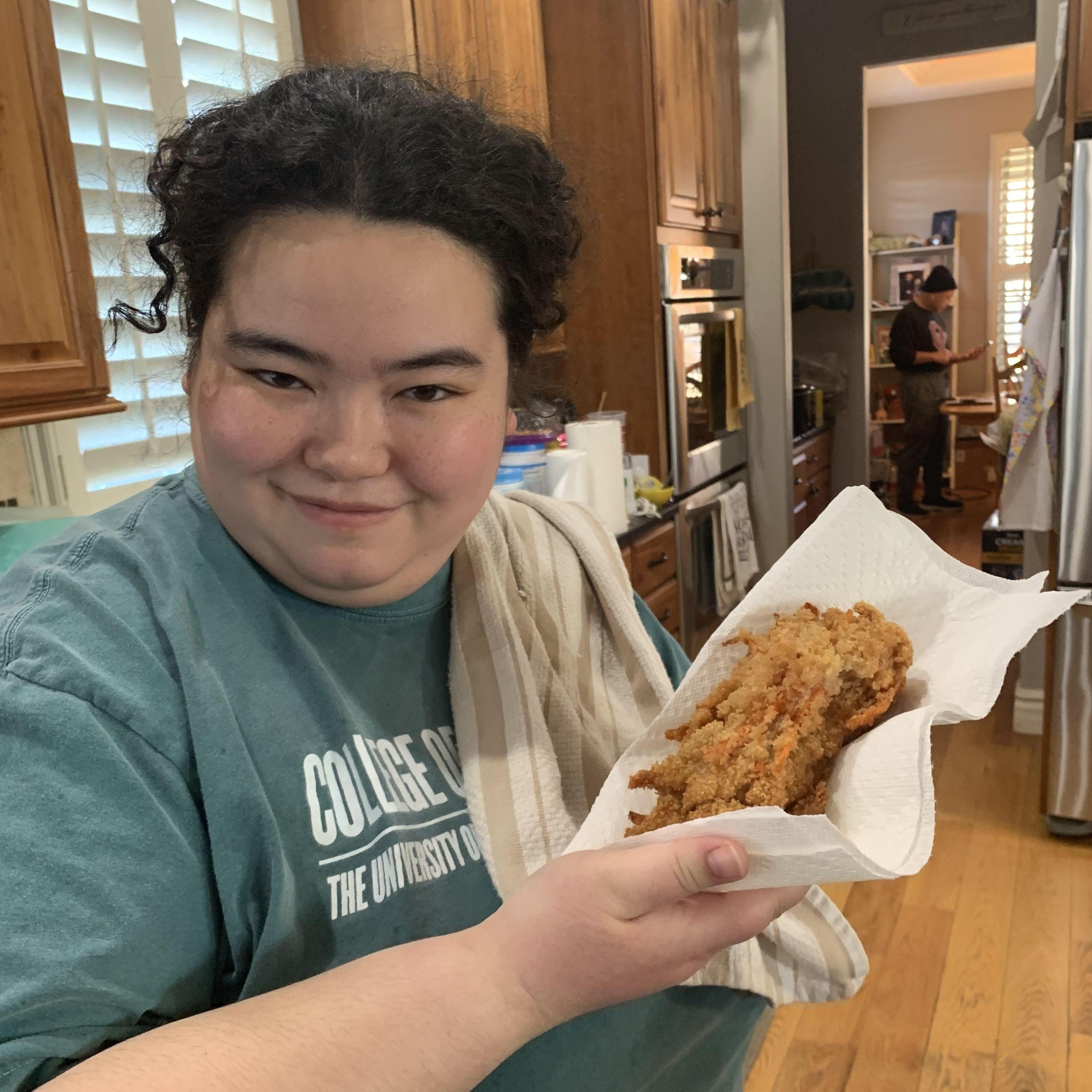 We made a giant tempura carrot baby for New Year's! He has his mother's eyes.