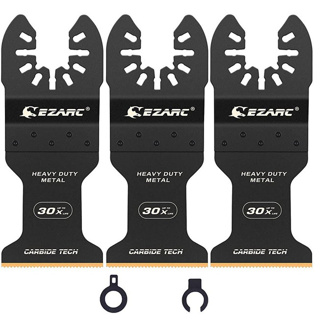 EZARC Oscillating Tool Blades Carbide Multitool Saw Blades for Hard Material, Hardened Metal, Nails, Bolts and Screws, 3-Pack