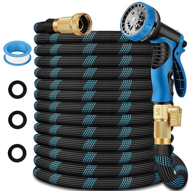50 ft Garden Hose - 2026 New Upgraded Flexible Water Hose - Ultra Lightweight Kink-free Car Washing Pipe with 10 Function Sprayer and 3/4" Solid Brass Fittings - Durable,Leak proof Garden Hoses