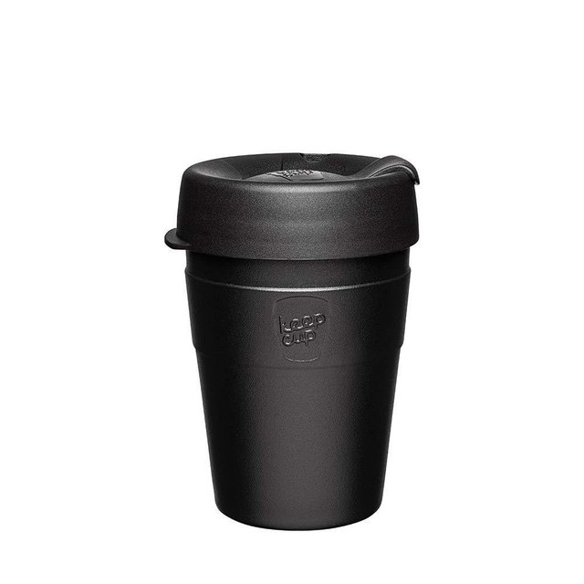 KeepCup Thermal - Vacuum Insulated Stainless Steel, Reusable Coffee Cup with Splashproof Sipper Lid, M 12oz/340ml - Black