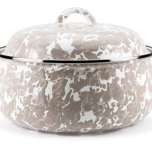 Golden Rabbit Enamelware - Taupe Swirl Pattern - 4qt Dutch Oven