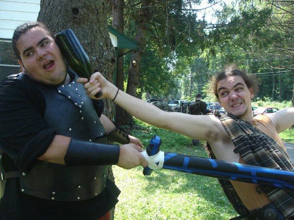 Ian and Gene clowning around