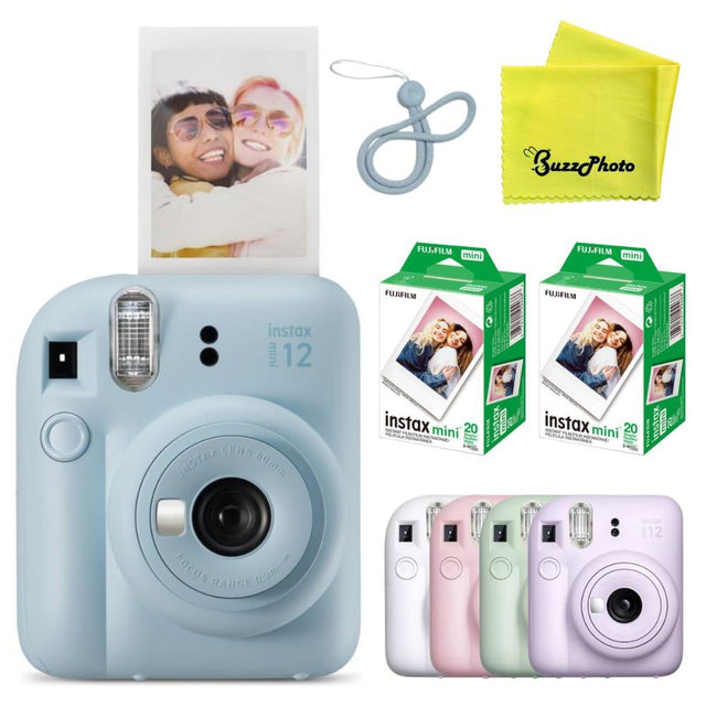 Fujifilm Instax Mini 12 Instant Film Camera (Pastel Blue w/ 40 Instant Film Sheets)