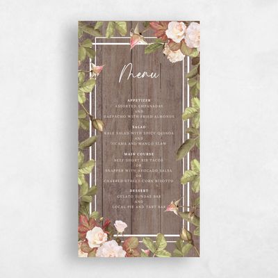 Dark Wood, Brown Wedding Menu - Quintana