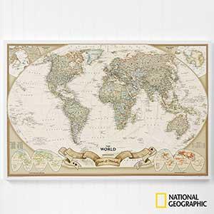 Romantic Travels National Geographic® World Personalized Canvas Map 24" x 36" - On Sale Today!
