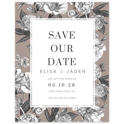 Rich Taupe, Brown Wedding Digital Save the Date - Trèfle Portrait