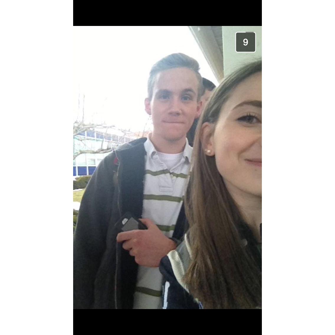 The day we met. Dagny sent a snapchat to her best friend Grace to show her that she finally talked to the boy she thought was cute.  March 17, 2015.