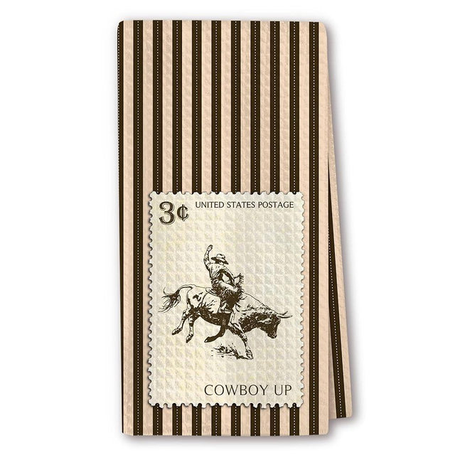 RZQIJ Cute Kitchen Towels - Cowboy Up Stamp on Stripes, Western Rodeo Art, Absorbent Dish Towels for Kitchen, Tea Towel, Giftable Housewarming Gifts New Home - 16"x24"(255)