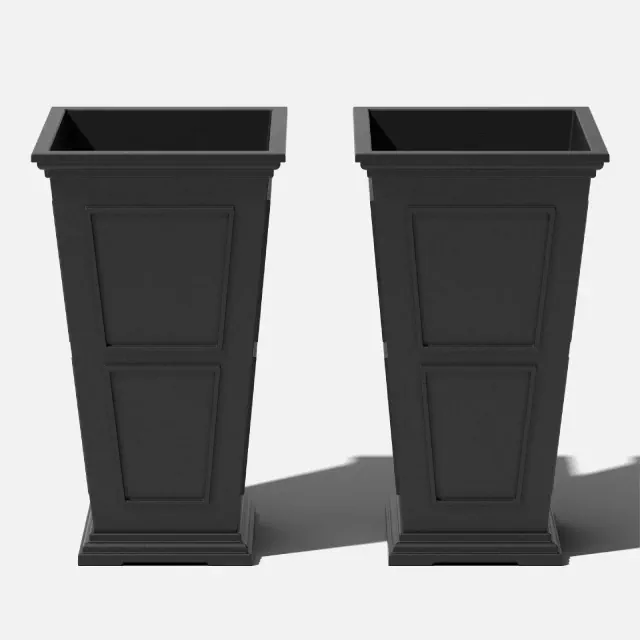 Veradek Brixton Tall 26" Plastic Planter 2-Pack Black