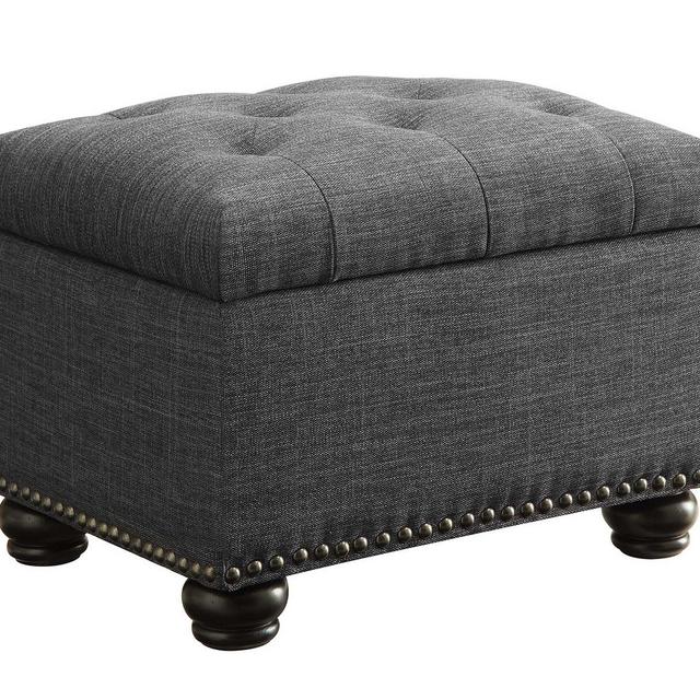 Convenience Concepts Designs4Comfort 5th Avenue Storage Ottoman, Gray Fabric