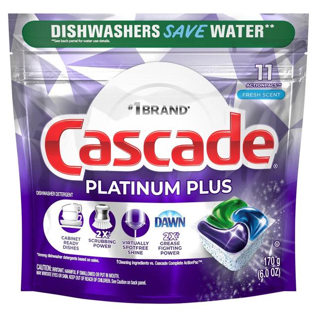 Cascade Platinum Plus Action Pacs Dishwasher Detergent - Fresh - 11ct/6oz