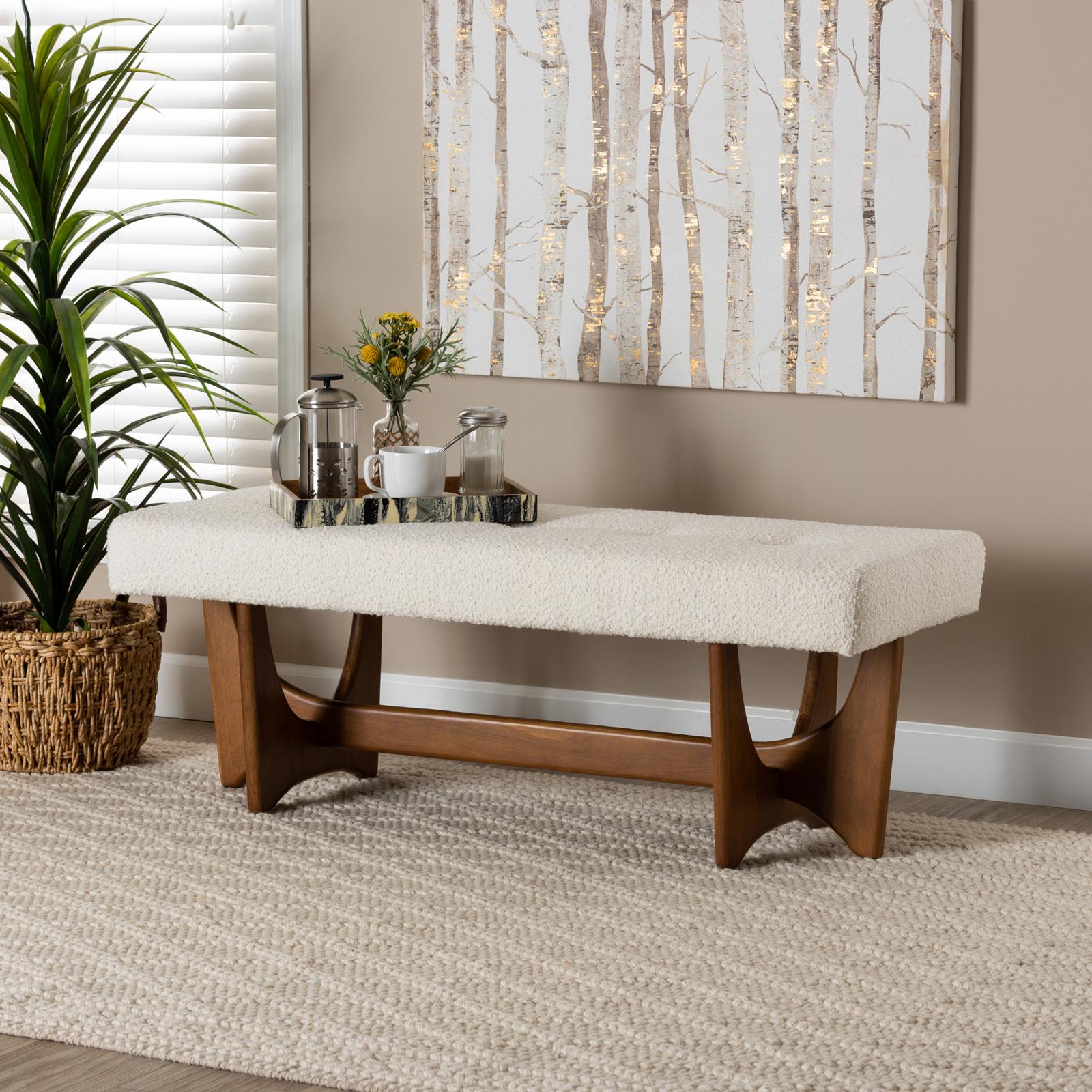 Baxton Studio, Theo Japandi Boucle Bench | Zola