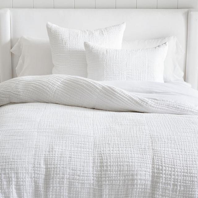 White Cloud Cotton/Linen Duvet Cover, King/Cal. King