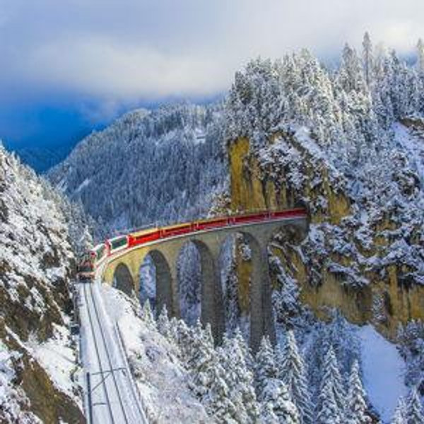 Train ride through the Swiss Alps