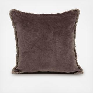 Reversible Velvet & Linen Pillow with Fringe