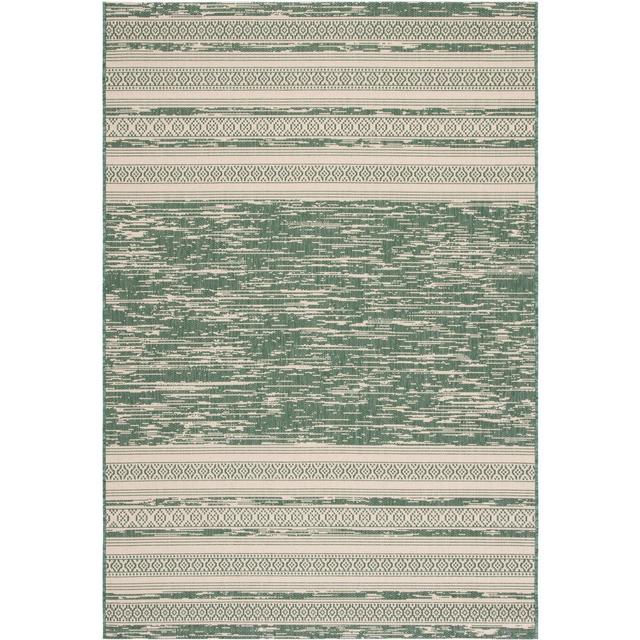 Courtyard CY8061 Power Loomed Indoor/Outdoor Area Rug - Dark Green/Beige - 5'3"x7'7" - Safavieh