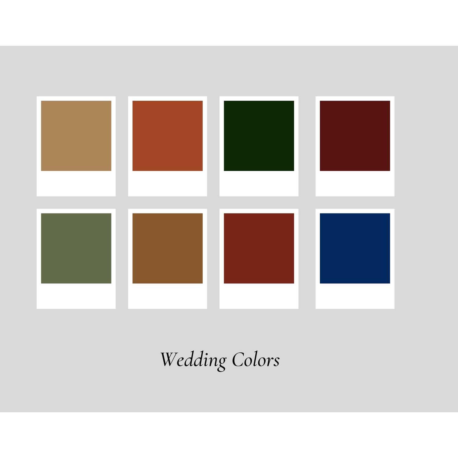 Colors that we would like the guests to wear but not limited to!