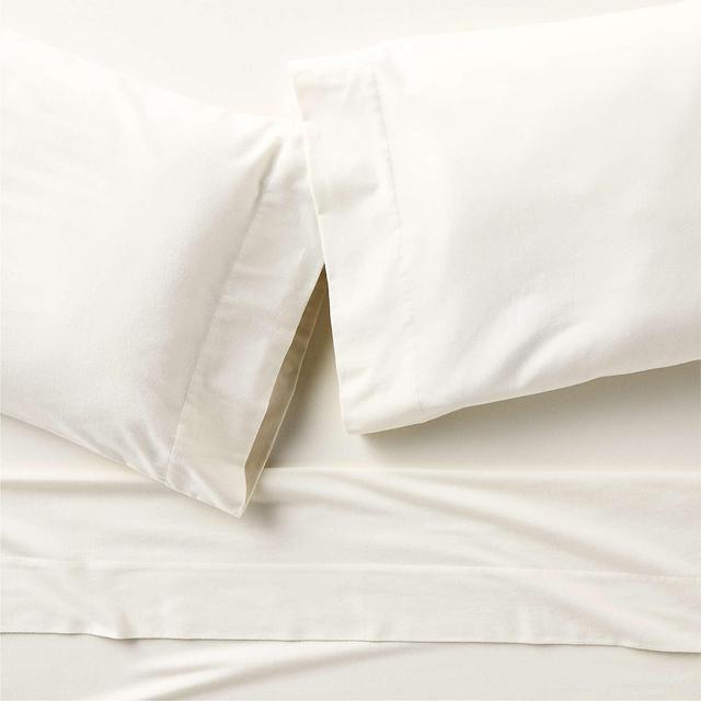 Organic Cotton Flannel Arctic Ivory King Bed Sheet Set