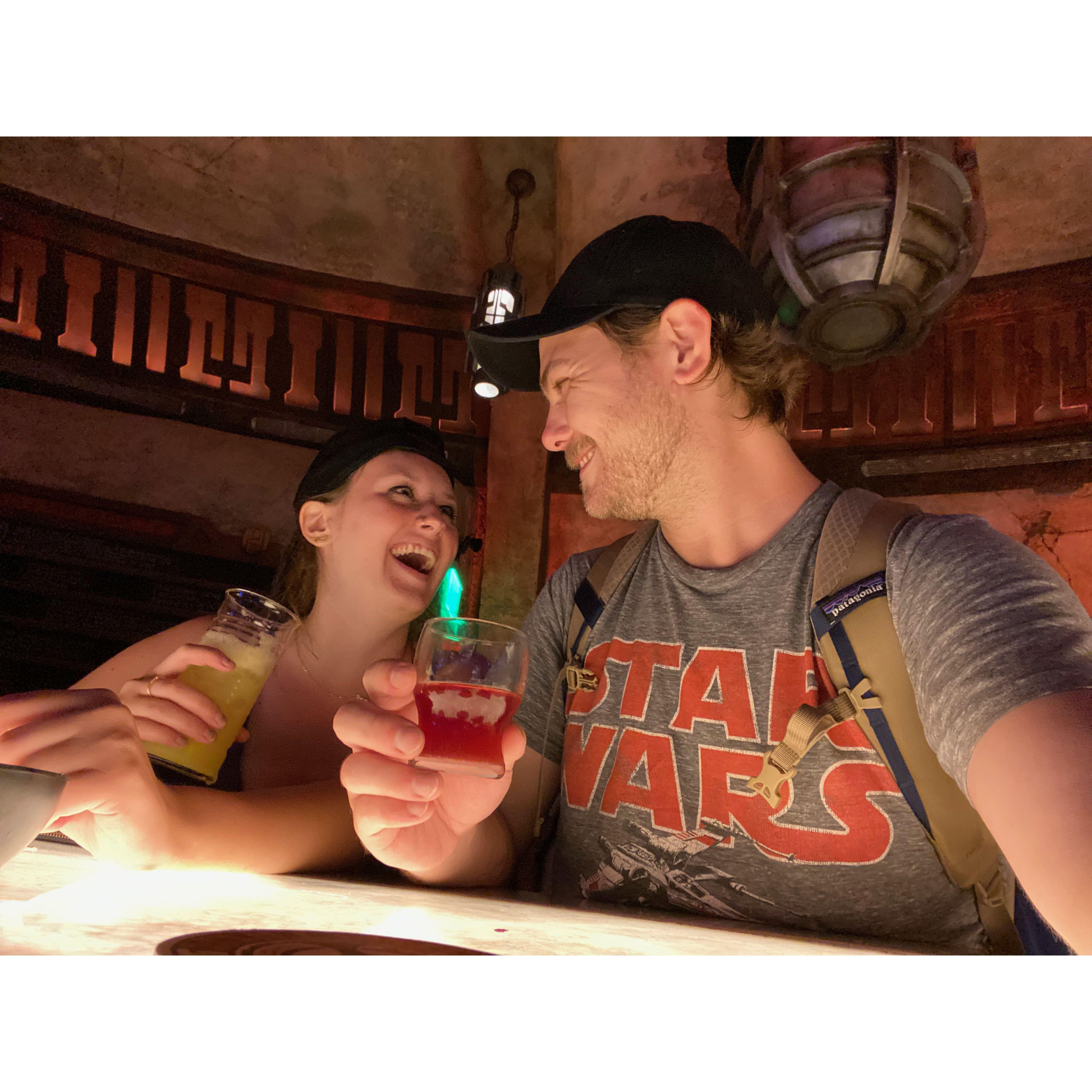 We got a last minute table at the Canteen in Star Wars land and drank an absurd amount of adult beverages; this picture sums up how the entire night went!