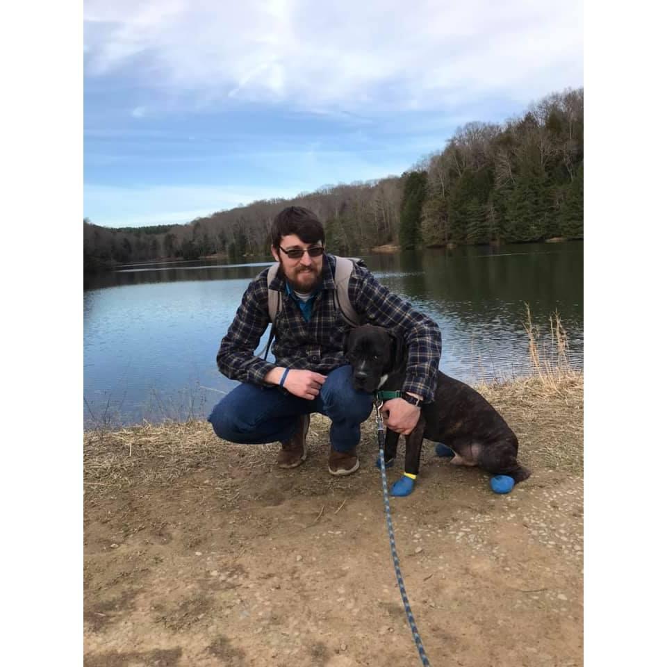 10-year anniversary trip to Hocking Hills. We'd just adopted Oslo 2021.