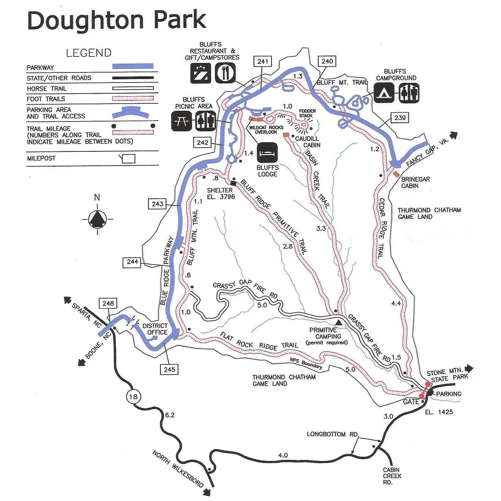 Our ceremony will take place at the Bluff's Lodge. This map shows the Blue Ridge Parkway and the various landmarks around our venue.