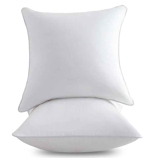 FAVRIQ 24 x 24 Throw Pillow Inserts with 100% Cotton Cover Square Cushions for Chair Bed Couch Car Down Alternative Pillow Form Sham Stuffer Decorative Pillow Insert White Sofa Pillow (Set of 2)