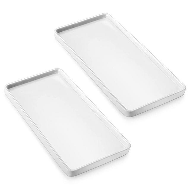 Nucookery 10 in Porcelain Serving Tray,Ceramic Holder Organizer for Kitchen Bathroom Restaurant (10", Set/2)