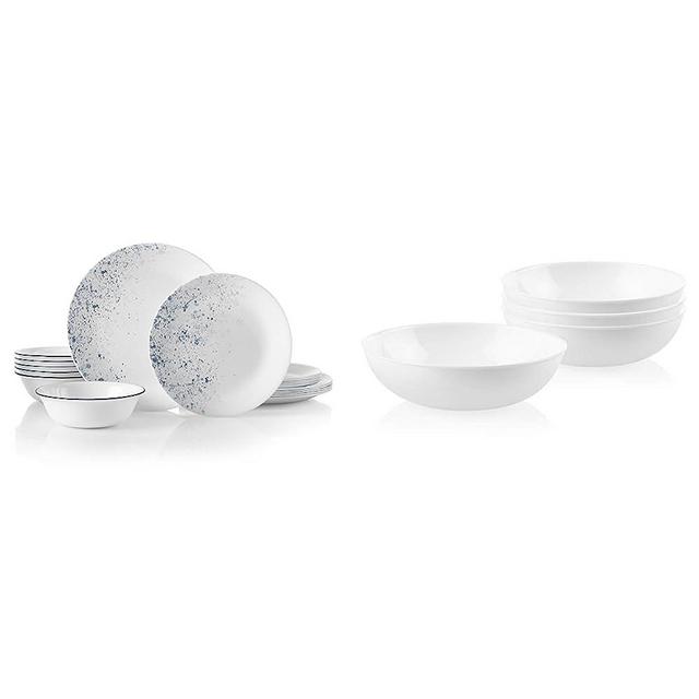Corelle Vitrelle 18-Piece Service for 6 Dinnerware Set, Triple Layer Glass and Chip Resistant & 4-Pc Meal Bowls Set, Service for 4, Durable and Eco-Friendly 9-1/4-Inch Bowls
