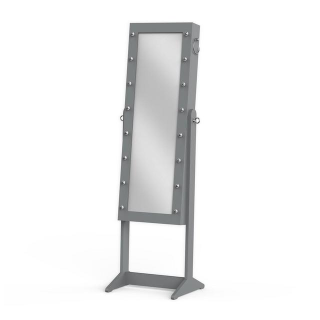 Prinz 55-Inch Marquee Freestanding Jewelry Cabinet Floor Mirror in Grey