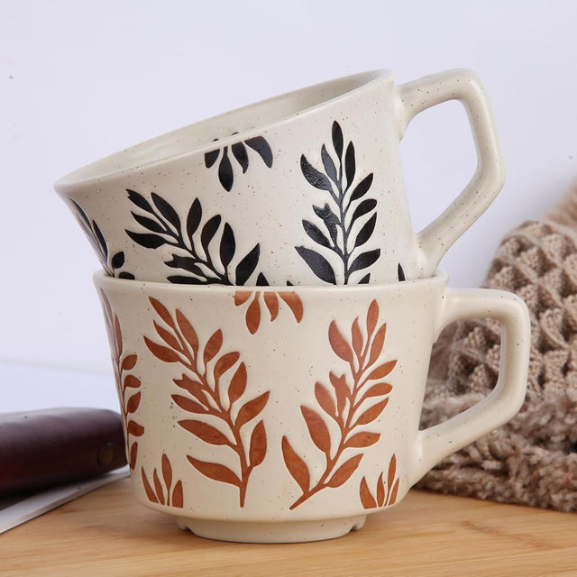 Ceramic Coffee Couple Mugs Set, 12 oz Coffee Mugs, Espresso Cups with Handles for Latte, Cappuccino, Espresso, Mocha, Dishwasher & Microwave Safe for Couples Gifts, Set of 2