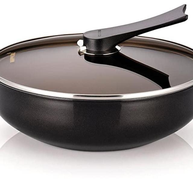 Happycall 5 Layer Diamond Nonstick Party Wok With Lid, 13inch, Stir Fry Pan, Jumbo Cooker, Deep Frying Pan