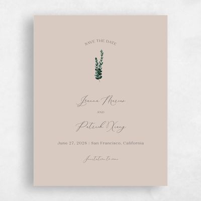 Canvas Tan, Beige Wedding Save the Date - Stanley Portrait