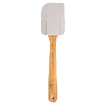 Beige Silicone Scraper Spatula With Bamboo Handle