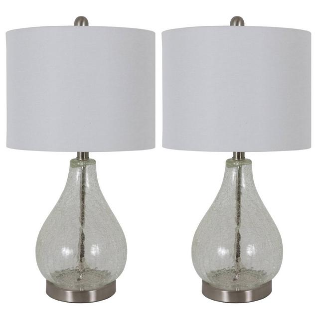 Set of 2 Crackled Teardrop Table Lamp Clear - Decor Therapy