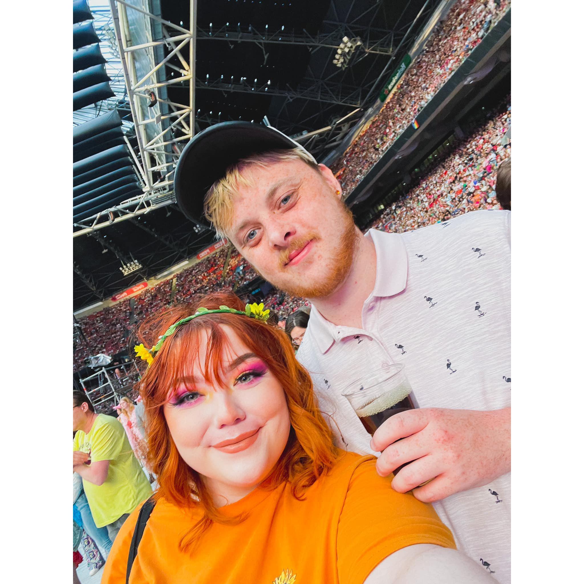 Our first selfie after our engagement, at a Harry Styles concert.