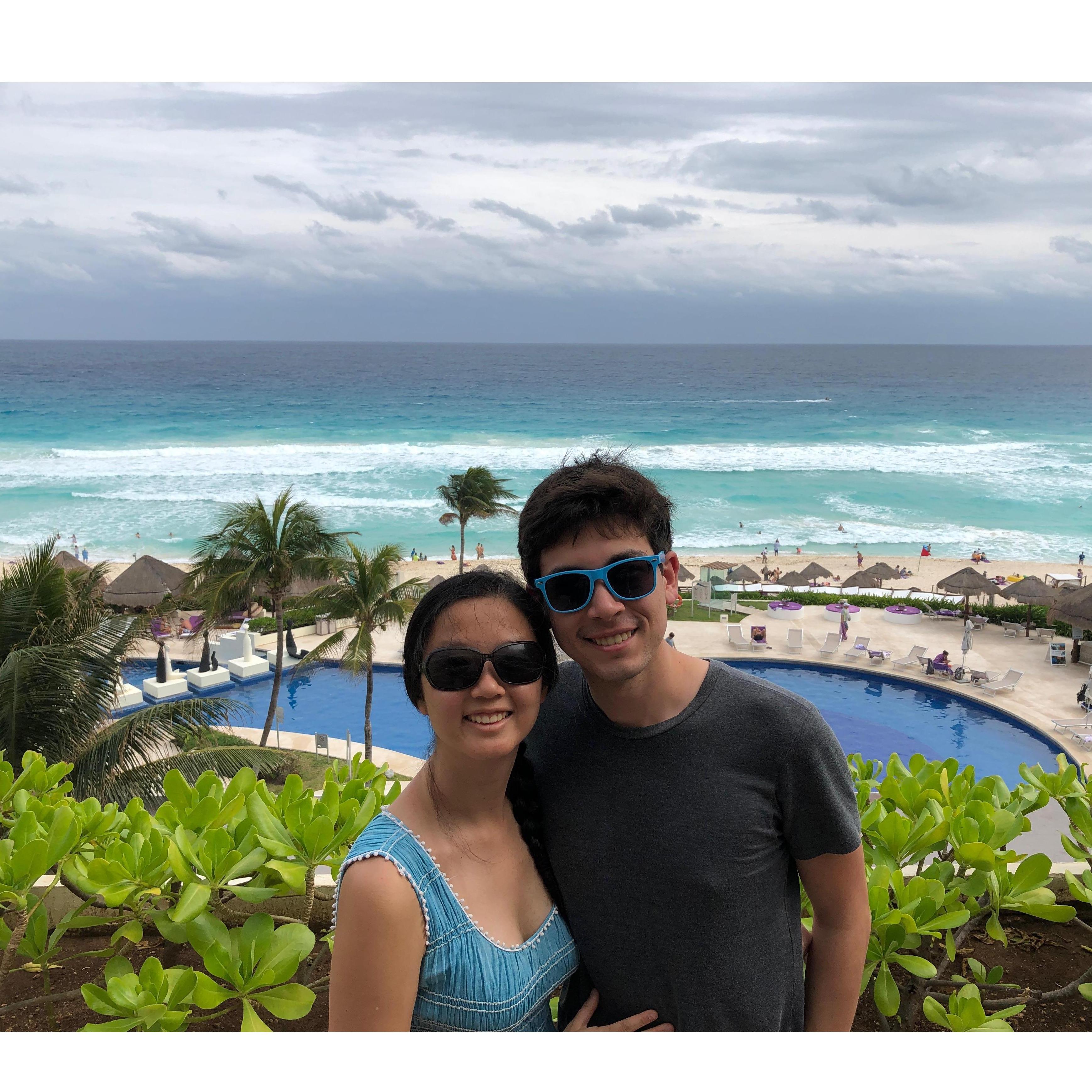 On our balcony at the resort in Cancun, Mexico (December 2018)