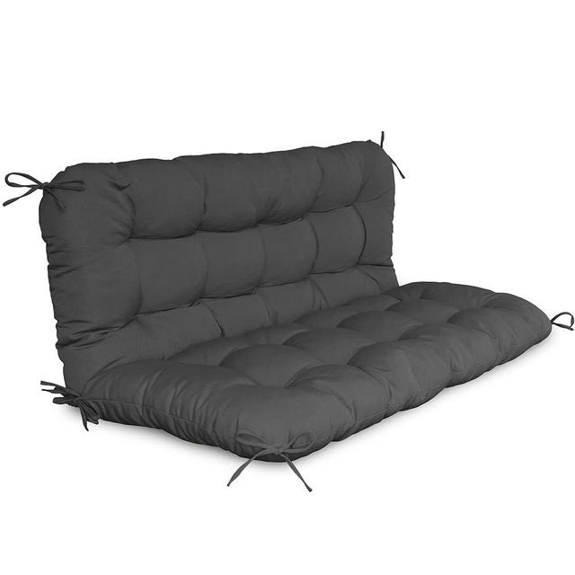 YEFU Porch Swing Cushion, Swing Cushions 2-3 Seater Replacement with Backrest, Wateron for Patioproof Bench Cushi Garden, 48x40x5 Inch, Dark Grey