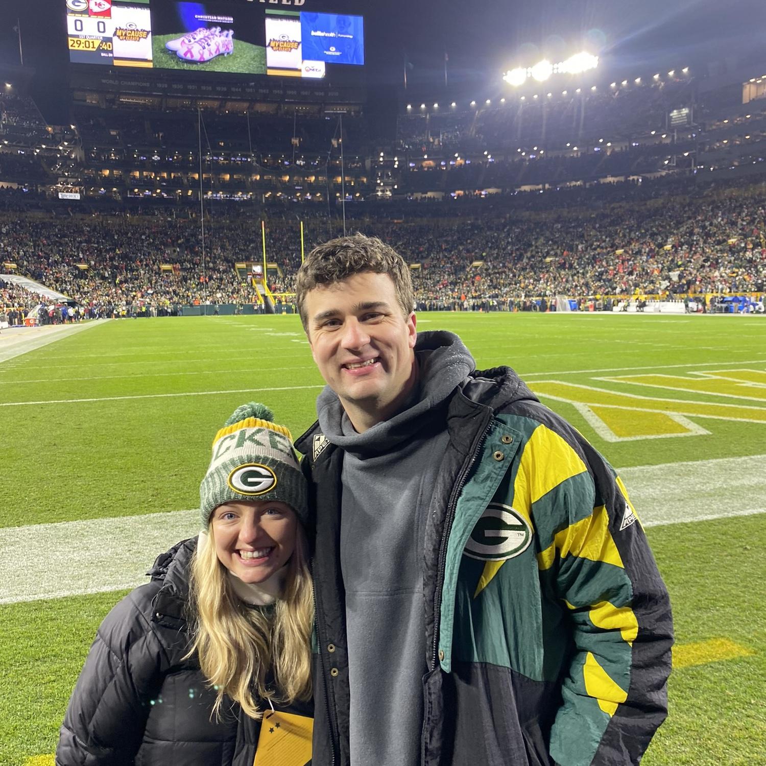 Cheering on a Packers' win!