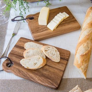 4-Piece Acacia Serving Board with Leather Tie Set