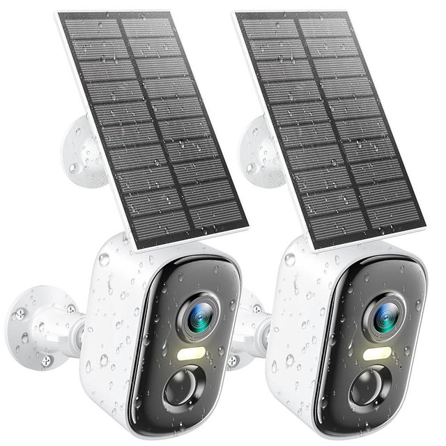 MISECU 2K Solar Camera Outdoor Wireless, WiFi Cameras for Home Security with Solar Panel, Spotlight Color Night Vision, AI Motion Detection, Siren Alarm, 2-Way Talk, IP66, Cloud/SD Storage 2 Pack