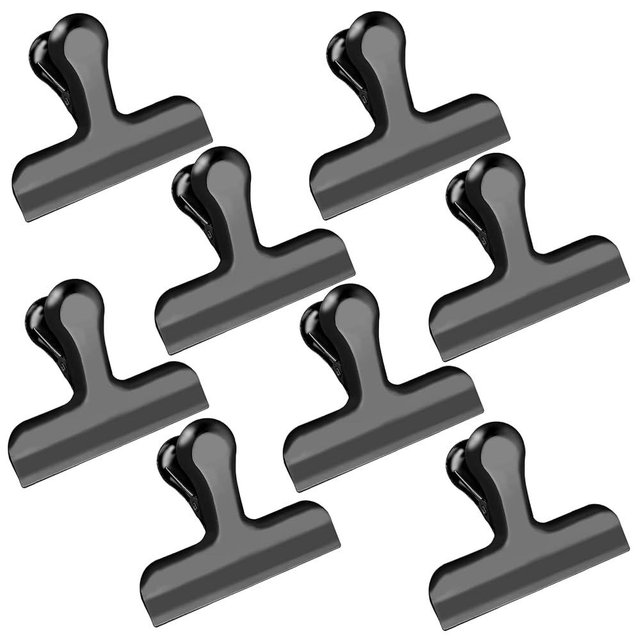 24 Pack 3 Inch Stainless Steel Black Chip Clips Bag Clips Large Clips for Food Packages,Food Clip Kitchen Clips for Snack,Home&Office Clips for Paper,Strong Metal Chip Snack Clips Heavy Duty