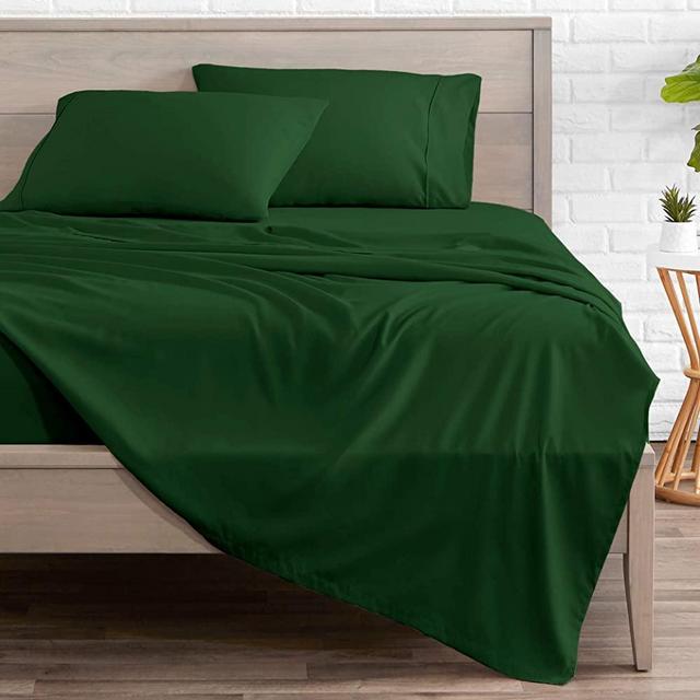 Bare Home Queen Sheet Set - 1800 Ultra-Soft Microfiber Bed Sheets - Double Brushed Breathable Bedding - Hypoallergenic – Wrinkle Resistant - Deep Pocket (Queen, Forest Green)