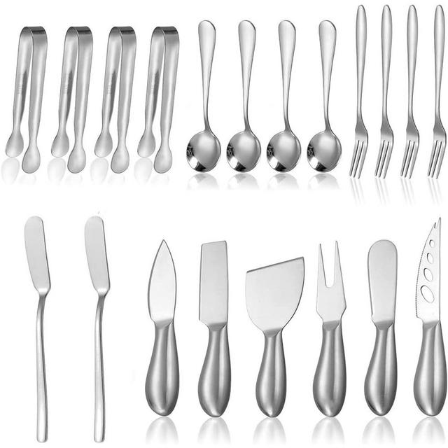 20 Pieces Charcuterie Board Accessories - Cheese Knife Set - Cheese Butter Spreader Knife - Stainles Steel Multipurpose Mini Serving Charcuterie Tools for Butter Cheese Party and Christmas (Silver)