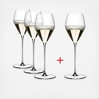 Veloce Champagne Wine Glass, Set of 4