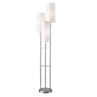 Adesso Trio Floor Lamp with Tables in Brushed Steel